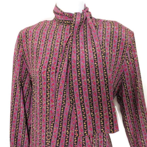 SiLK Lloyd Williams Limited Saks Blouse Pure Silk Secretary Neck Tie Bow M - Picture 5 of 8